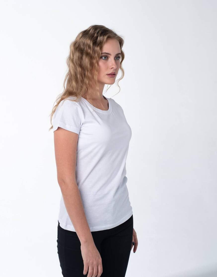 Белая женская футболка с лайкрой оптом